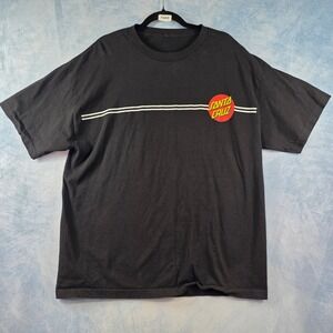 Santa Cruz Skateboards Dot Logo T-Shirt Mens XL Black Short Sleeve Racing Stripe